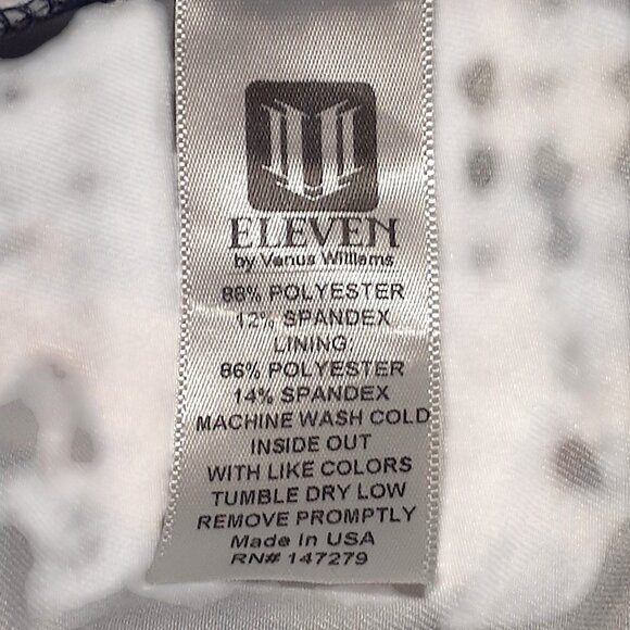 Eleven by Venus Williams Floral Tank Top Built-In Bra Navy Orange Flare Hem - Picture 4 of 4